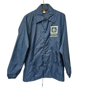 Vintage Pla-Jac by Dunbrooke Mens 36 S 38 Snap Down Coach Jacket Blue Tar-Heel